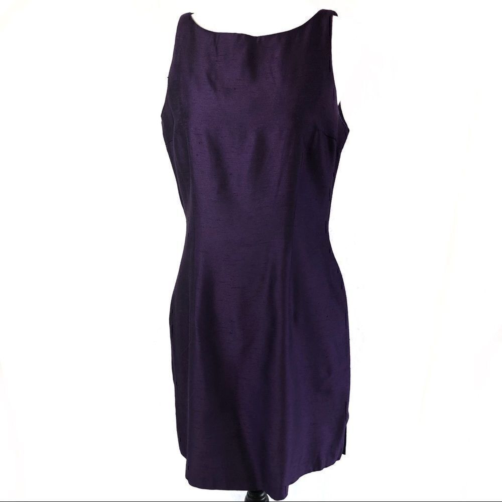 My Michelle Sheath Dress Midi Boat Neck Purple Sleeveless Back Zip Junior 11/12